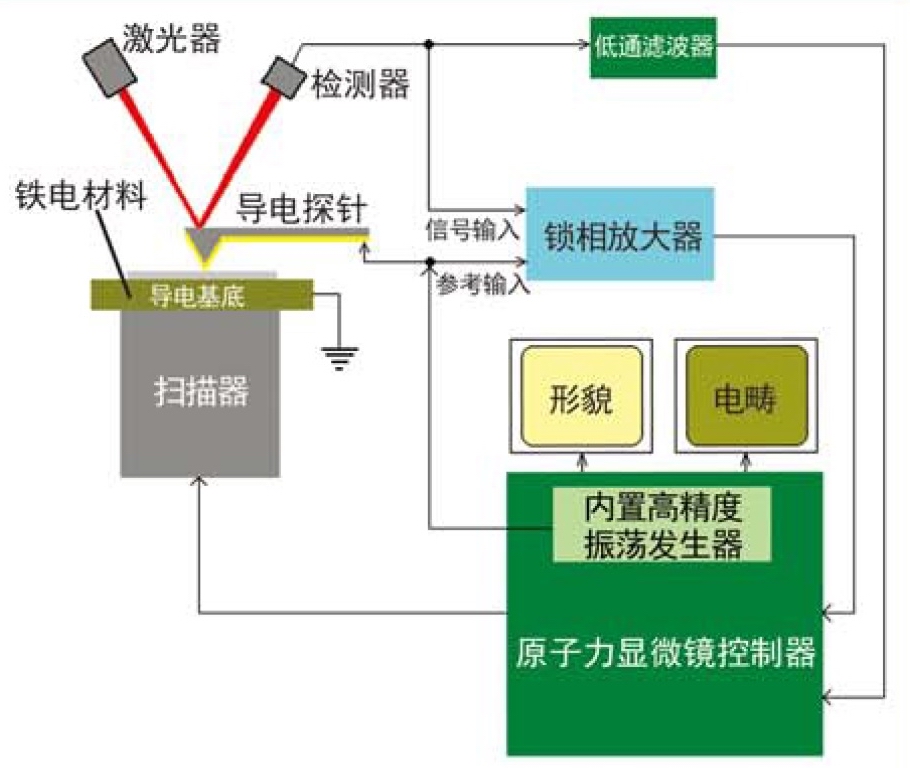 壓電響應(yīng)力顯微鏡PFM/原子力顯微鏡AFM原理圖